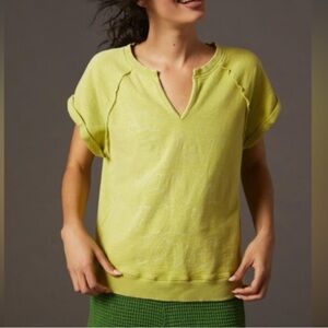 SCOTT CSOKE ANTHROPOLOGIE GREEN SHIRT SLEEVE EMBROIDERED SHIRT WOMENS SZ XS